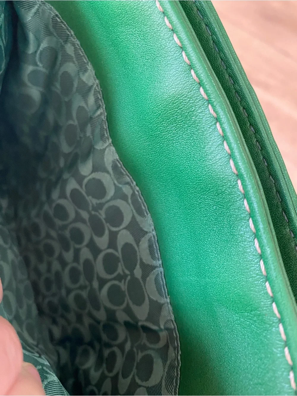 Coach Green Leather Crossbody Bag with Tassels